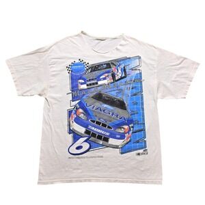Vintage 90s Mark Martin #6 T-Shirt DOUBLE SIDED Roush Racing‎ Nascar Large
